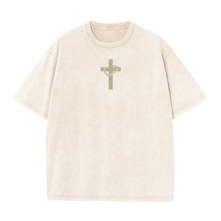Christianartworkshop T-shirt unisex lavata con croce e corona di spine. - image 7