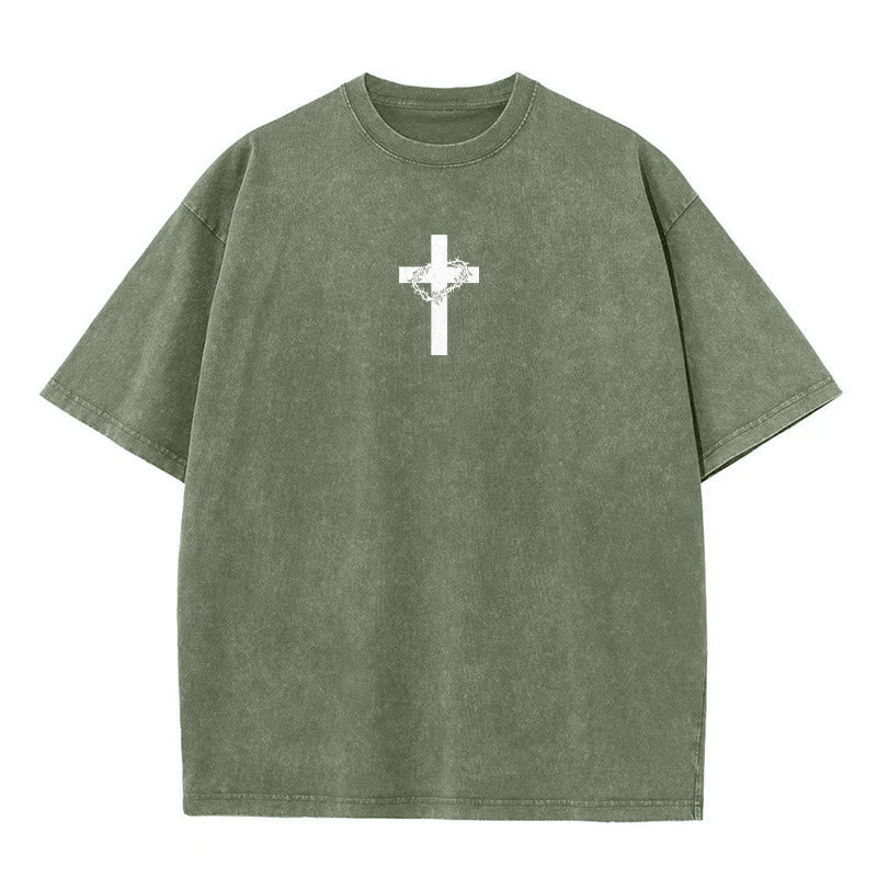 Christianartworkshop T-shirt unisex lavata con croce e corona di spine. - image 10