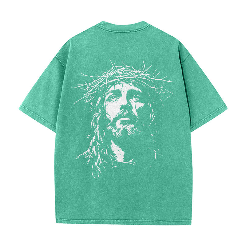 Christianartworkshop T-shirt unisex lavata con croce e corona di spine. - image 12