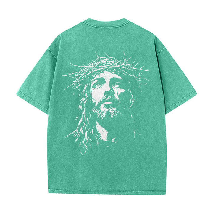 Christianartworkshop T-shirt unisex lavata con croce e corona di spine. - image 12