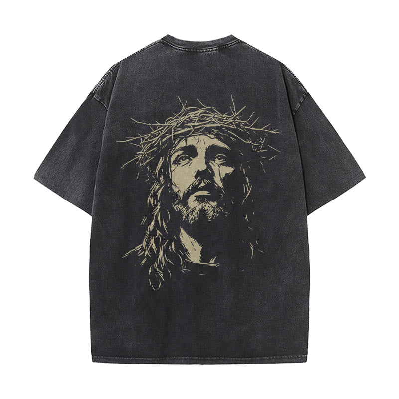 Christianartworkshop T-shirt unisex lavata con croce e corona di spine. - image 3