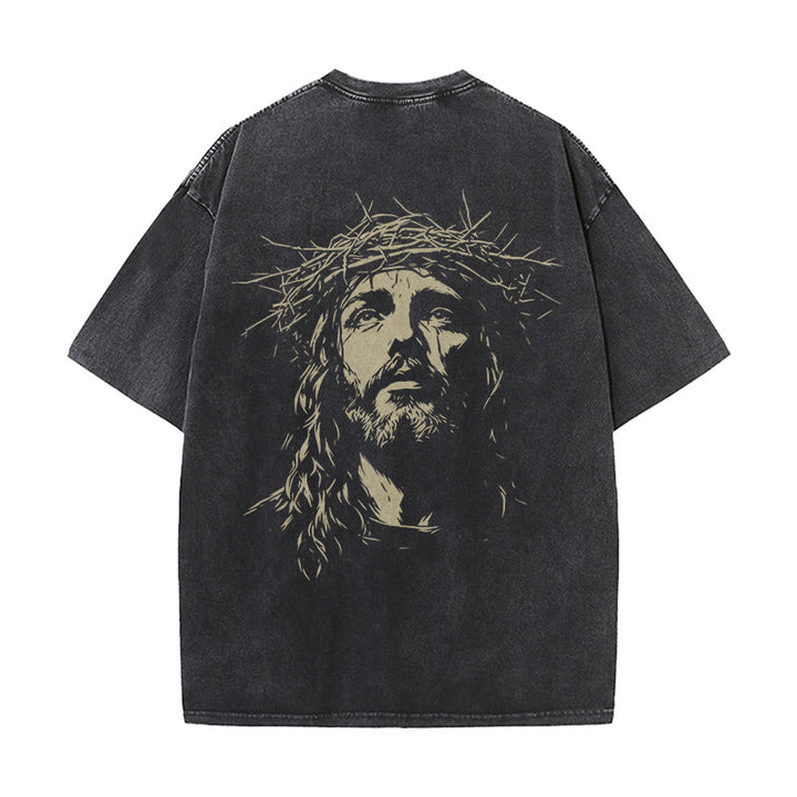 Christianartworkshop T-shirt unisex lavata con croce e corona di spine. - image 3