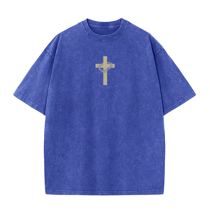 Christianartworkshop T-shirt unisex lavata con croce e corona di spine. - image 25