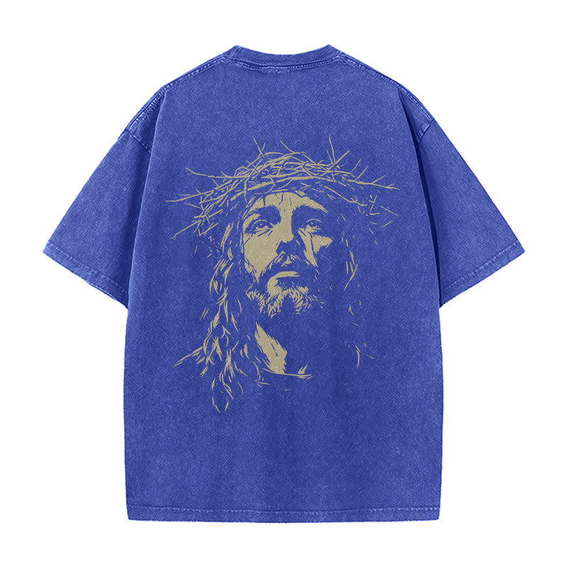 Christianartworkshop T-shirt unisex lavata con croce e corona di spine. - image 24