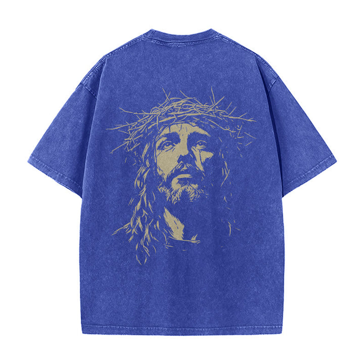 Christianartworkshop T-shirt unisex lavata con croce e corona di spine. - image 24