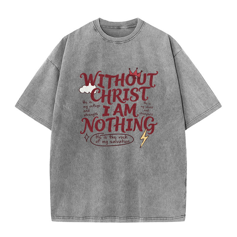 Christianartworkshop Maglietta unisex lavata con la scritta "Senza Cristo non sono niente" e la testimonianza di fede. - Grigio - 5XL - image 9