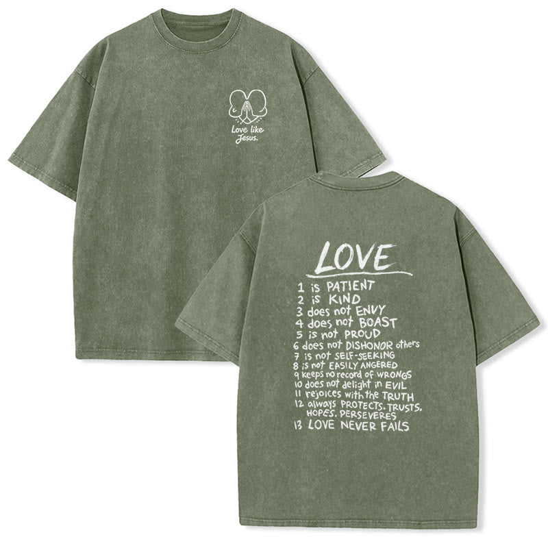 Christianartworkshop Maglietta unisex con la scritta "Ama come Gesù" (1 Corinzi 13) - Verde militare - 5XL - image 9