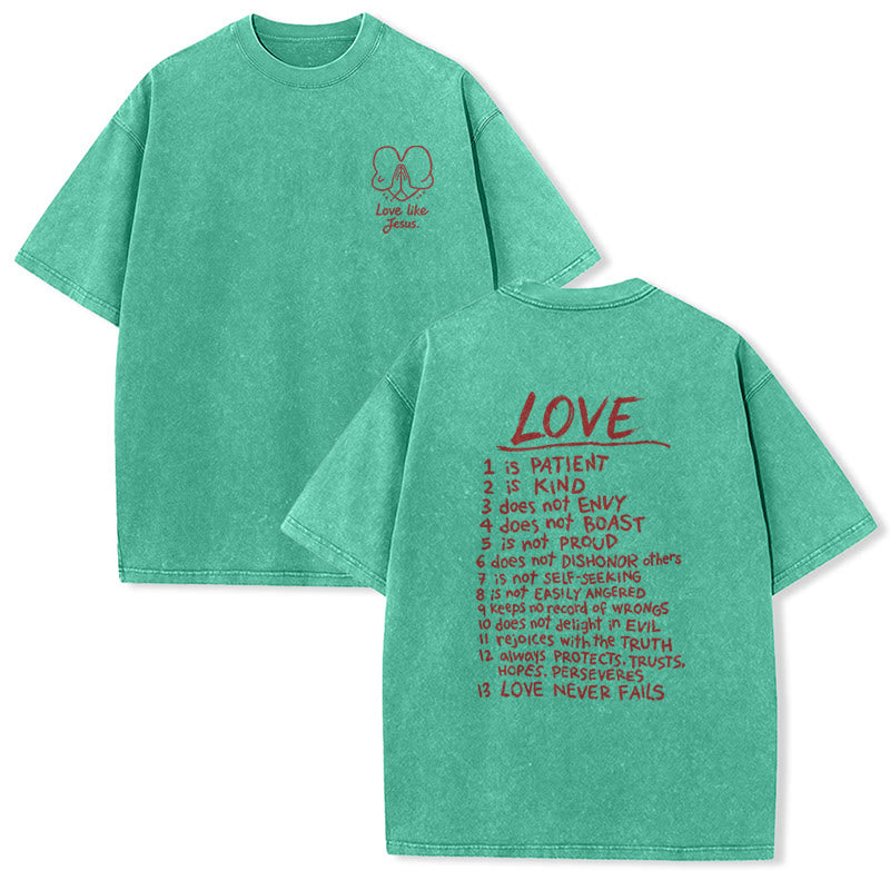 Christianartworkshop Maglietta unisex con la scritta "Ama come Gesù" (1 Corinzi 13) - Verde - 5XL - image 0