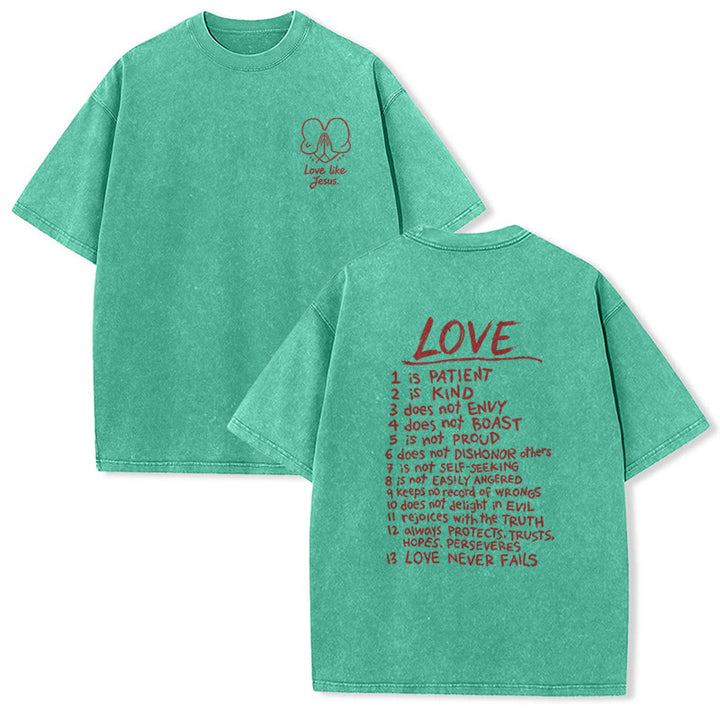Christianartworkshop Maglietta unisex con la scritta "Ama come Gesù" (1 Corinzi 13) - Verde - 5XL - image 0
