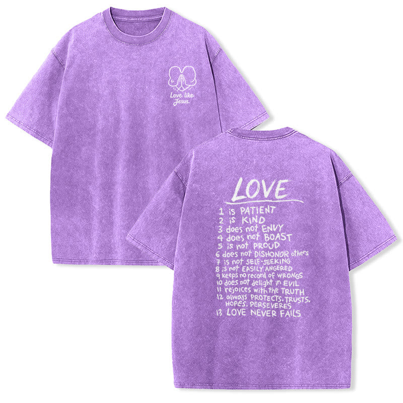 Christianartworkshop Maglietta unisex con la scritta "Ama come Gesù" (1 Corinzi 13) - Viola - 5XL - image 18