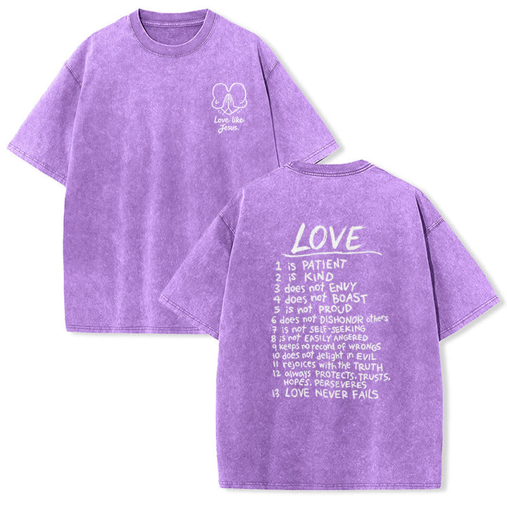 Christianartworkshop Maglietta unisex con la scritta "Ama come Gesù" (1 Corinzi 13) - Viola - 5XL - image 18