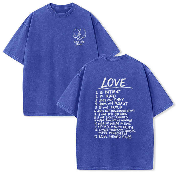 Christianartworkshop Maglietta unisex con la scritta "Ama come Gesù" (1 Corinzi 13) - Blu - 5XL - image 21