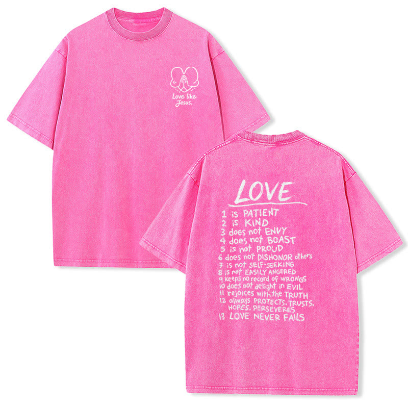 Christianartworkshop Maglietta unisex con la scritta "Ama come Gesù" (1 Corinzi 13) - Rosa - 5XL - image 15