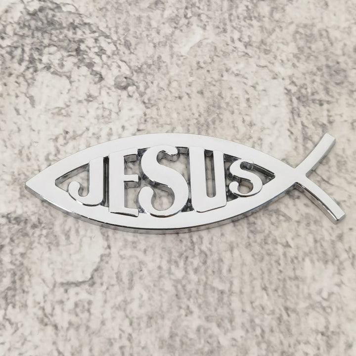 Christianartworkshop Adesivo per auto Ichthys a forma di pesce con immagine di Gesù in rilievo: simbolo di fede incrollabile e protezione divina. - image 4