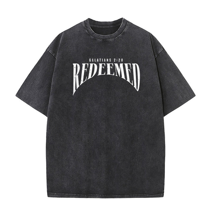 Christianartworkshop T-shirt unisex lavata con stampa fronte e retro "Redeemed" Galati 2:20 - image 10