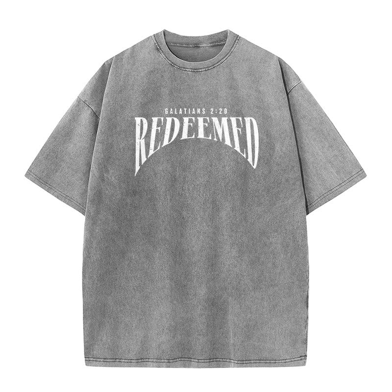 Christianartworkshop T-shirt unisex lavata con stampa fronte e retro "Redeemed" Galati 2:20 - image 28
