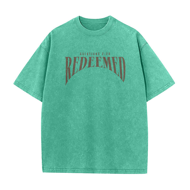 Christianartworkshop T-shirt unisex lavata con stampa fronte e retro "Redeemed" Galati 2:20 - image 7