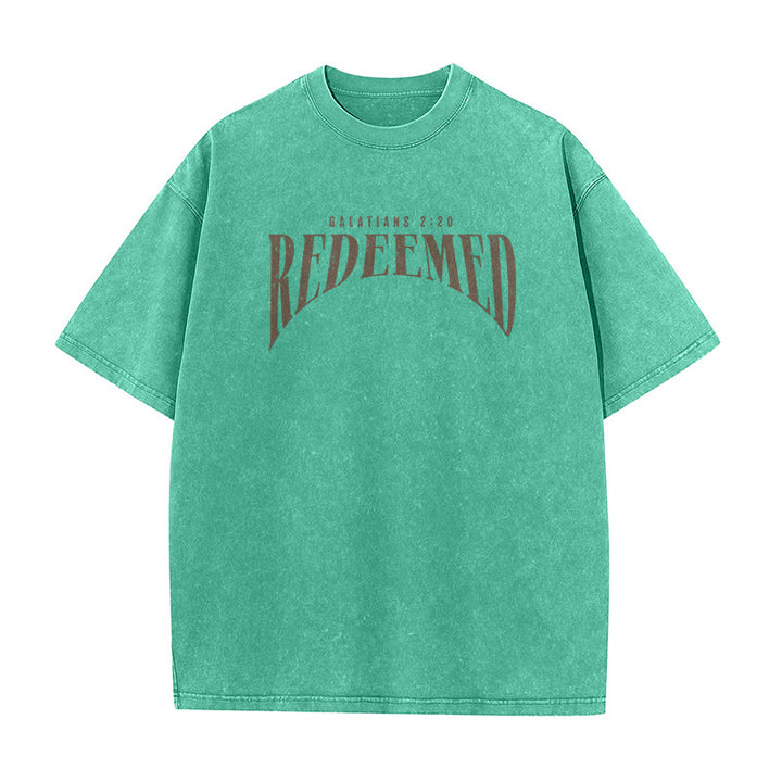 Christianartworkshop T-shirt unisex lavata con stampa fronte e retro "Redeemed" Galati 2:20 - image 7