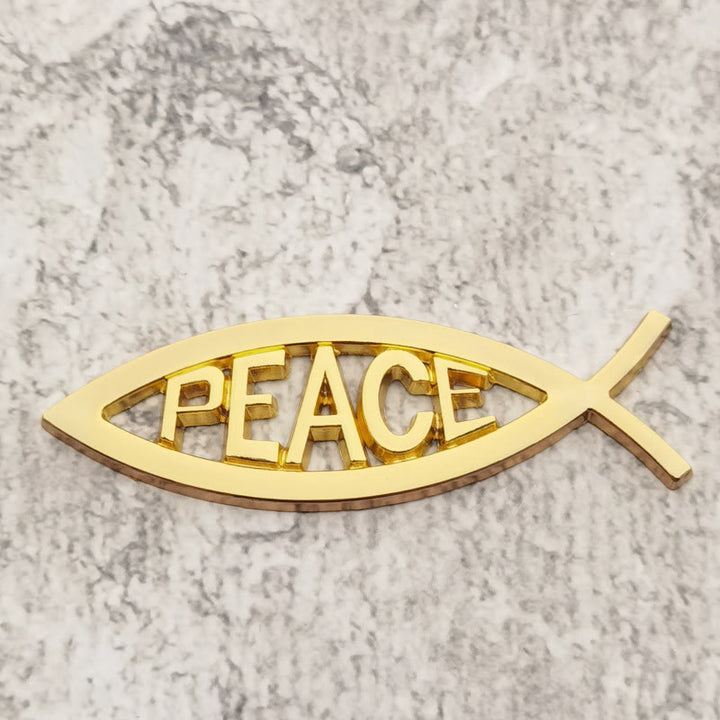 Christianartworkshop Adesivo per auto Ichthys Fish Hollow Frame con la lettera PEACE in rilievo: un simbolo di tranquillità celeste e guida sicura. - D'oro - image 7