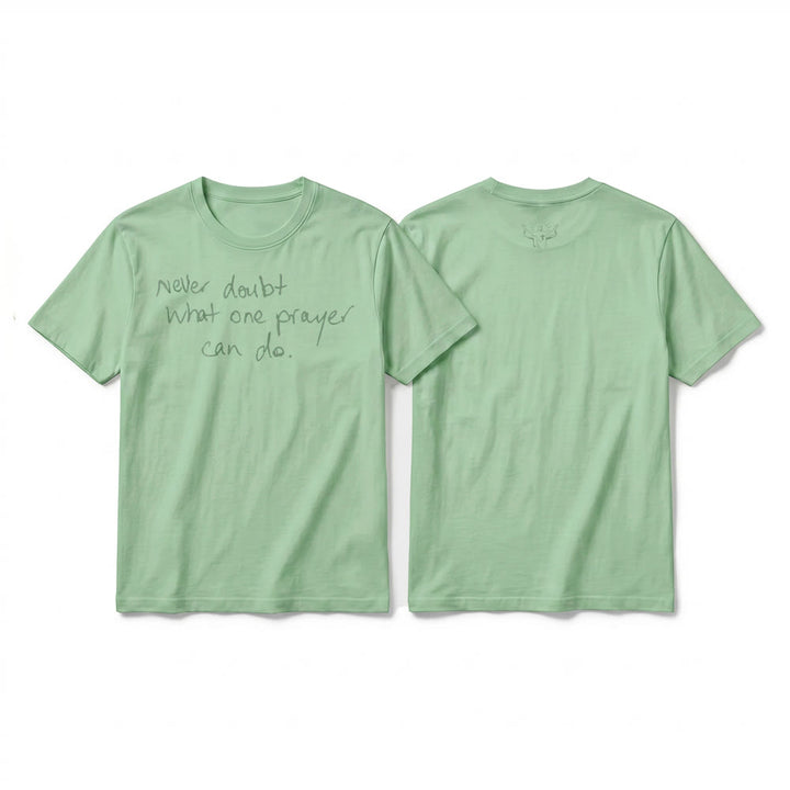 Christianartworkshop T-shirt a maniche corte premium con la scritta "Non dubitare mai di ciò che una preghiera può fare". - Verde chiaro - 2XL - image 22