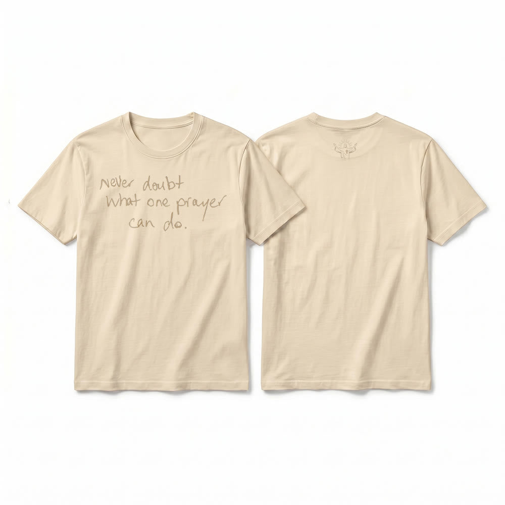 Christianartworkshop T-shirt a maniche corte premium con la scritta "Non dubitare mai di ciò che una preghiera può fare". - Beige - 2XL - image 16