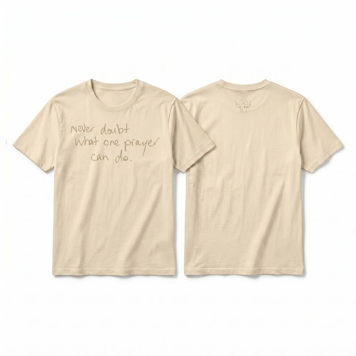 Christianartworkshop T-shirt a maniche corte premium con la scritta "Non dubitare mai di ciò che una preghiera può fare". - Beige - 2XL - image 16