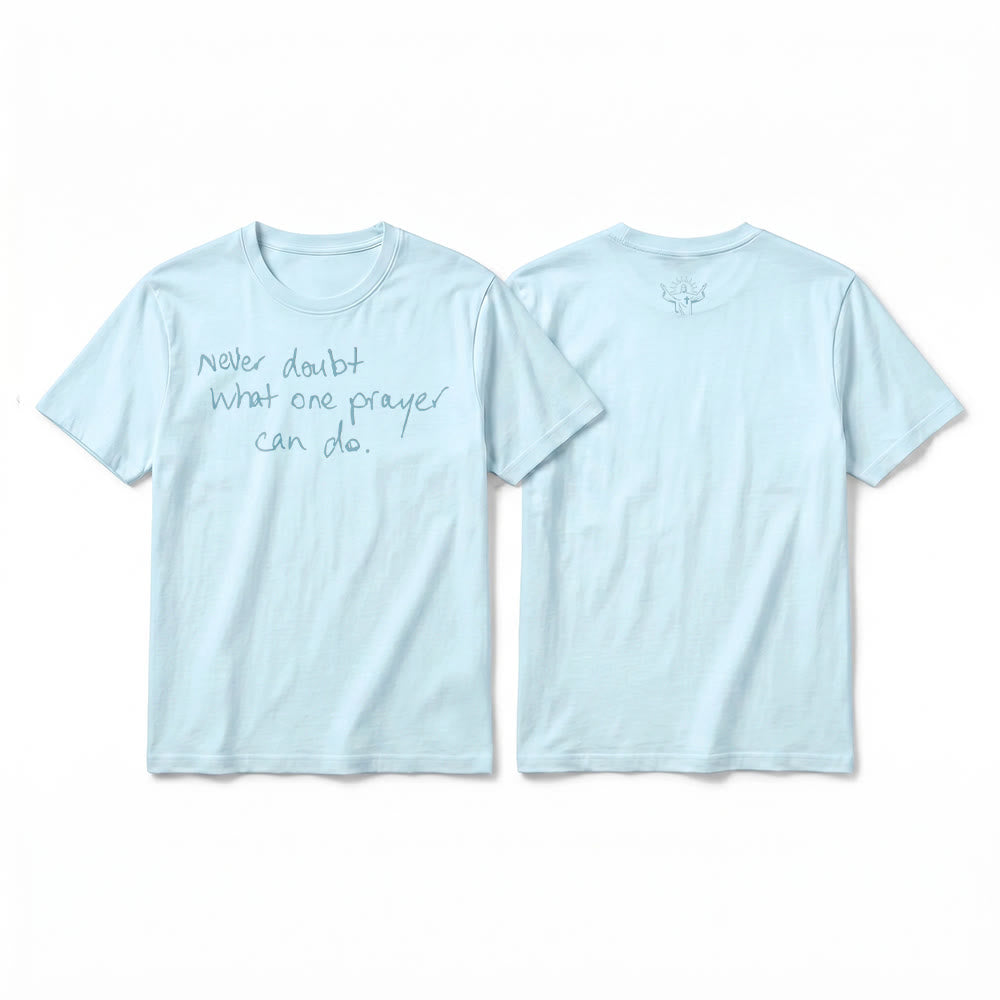 Christianartworkshop T-shirt a maniche corte premium con la scritta "Non dubitare mai di ciò che una preghiera può fare". - Blu - 2XL - image 19