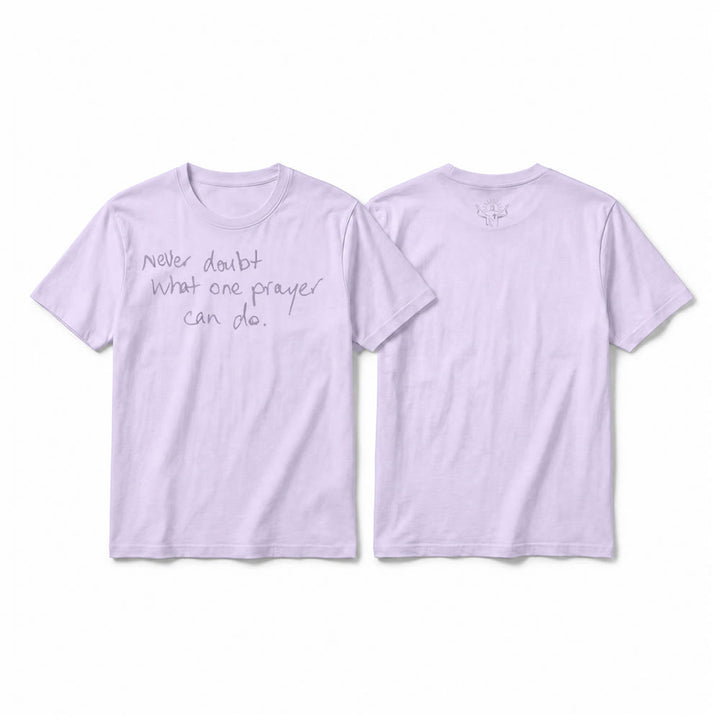 Christianartworkshop T-shirt a maniche corte premium con la scritta "Non dubitare mai di ciò che una preghiera può fare". - Viola - 2XL - image 7