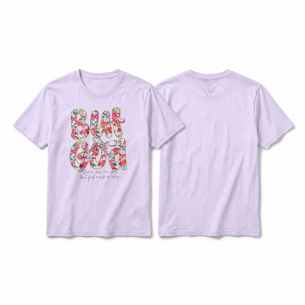 Christianartworkshop Maglietta a maniche corte premium con scritta floreale "But God Made a Way" - Viola - 2XL - image 10