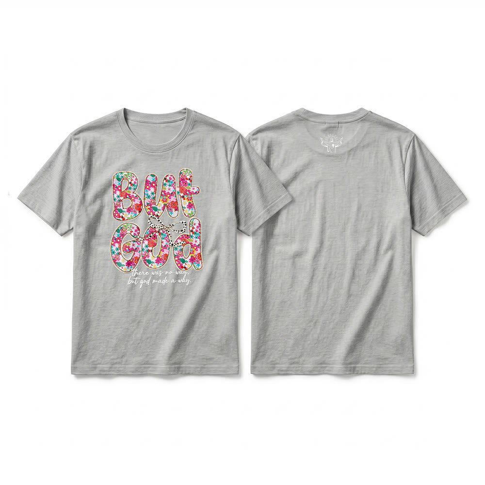 Christianartworkshop Maglietta a maniche corte premium con scritta floreale "But God Made a Way" - Grigio - 2XL - image 16