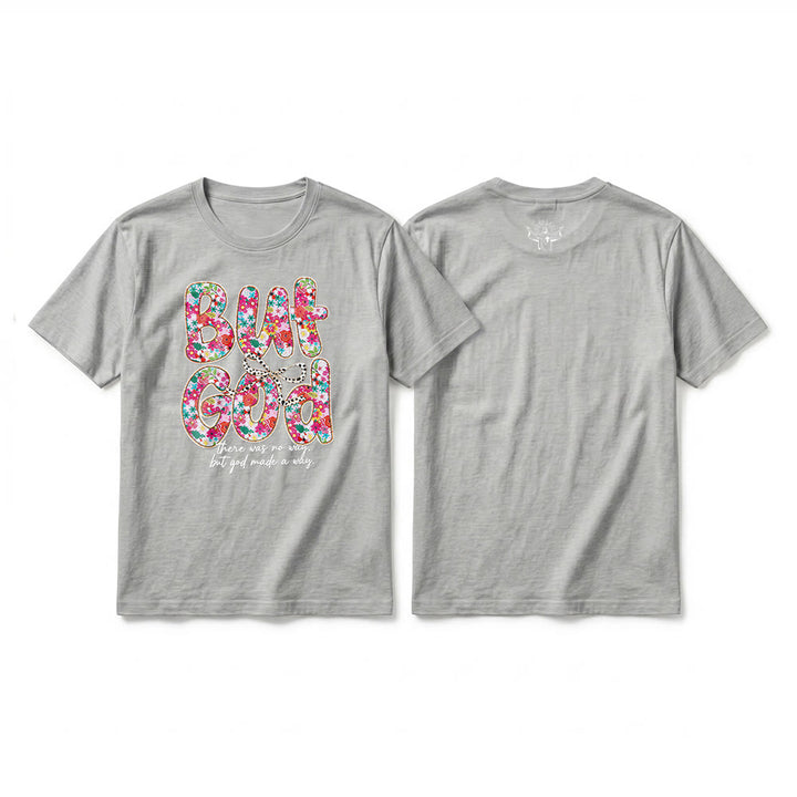 Christianartworkshop Maglietta a maniche corte premium con scritta floreale "But God Made a Way" - Grigio - 2XL - image 16