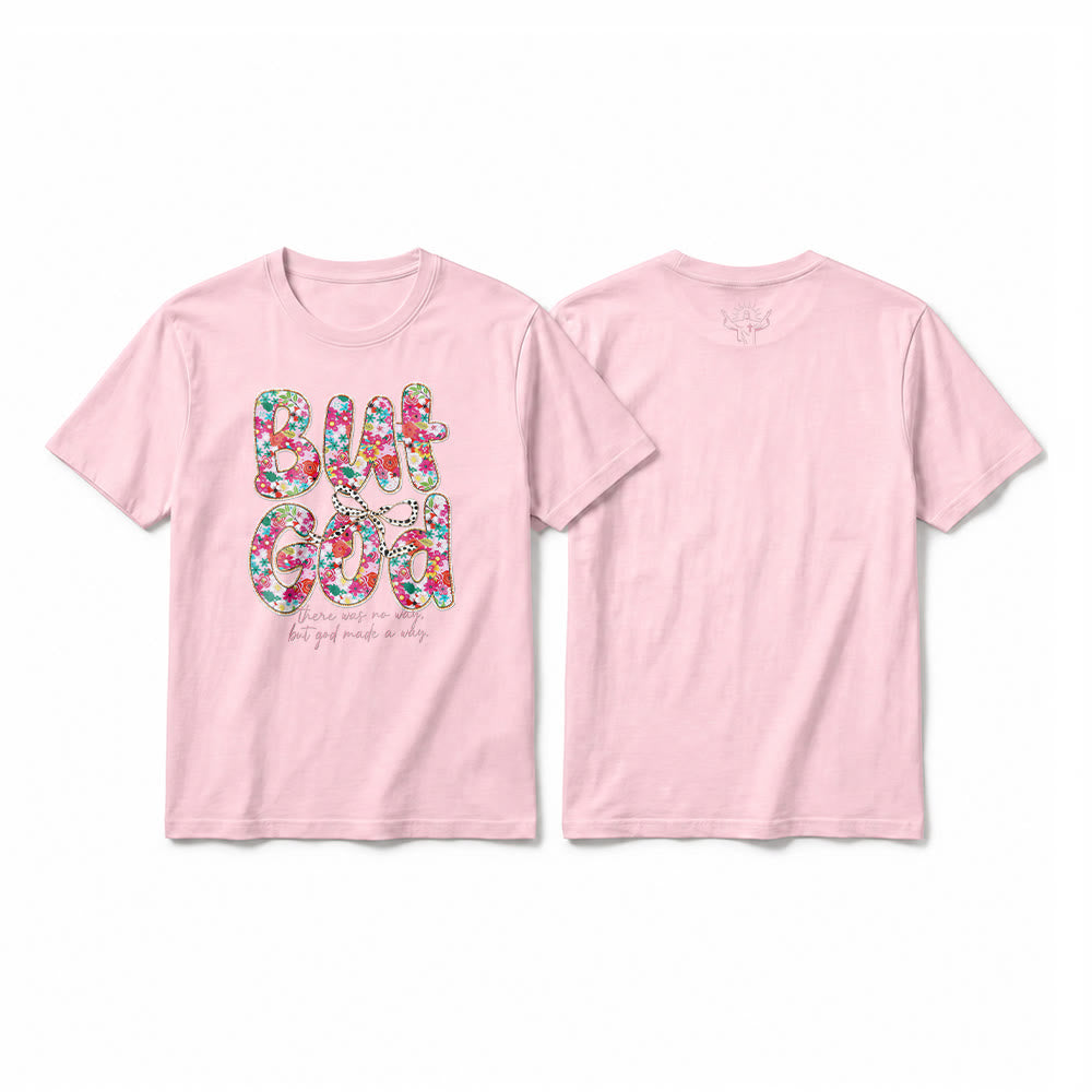 Christianartworkshop Maglietta a maniche corte premium con scritta floreale "But God Made a Way" - Rosa - 2XL - image 25