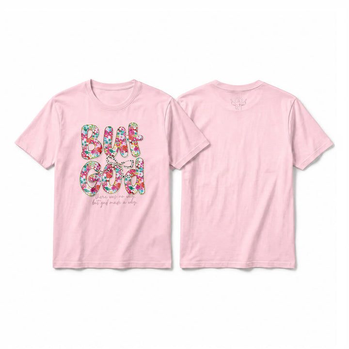 Christianartworkshop Maglietta a maniche corte premium con scritta floreale "But God Made a Way" - Rosa - 2XL - image 25