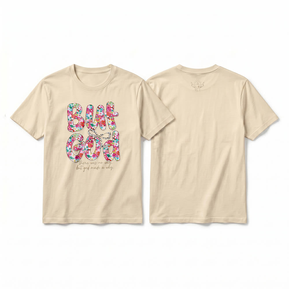 Christianartworkshop Maglietta a maniche corte premium con scritta floreale "But God Made a Way" - Beige - 2XL - image 1