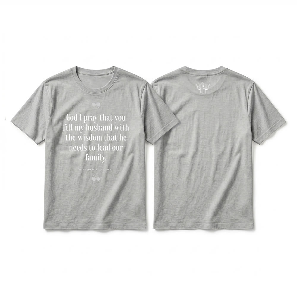 Christianartworkshop Maglietta a maniche corte di alta qualità con la scritta "Dio, prego che tu riempia mio marito di saggezza". - Grigio - 2XL - image 19