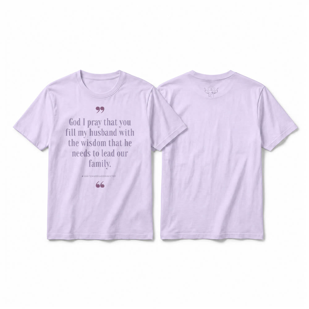 Christianartworkshop Maglietta a maniche corte di alta qualità con la scritta "Dio, prego che tu riempia mio marito di saggezza". - Viola - 2XL - image 13