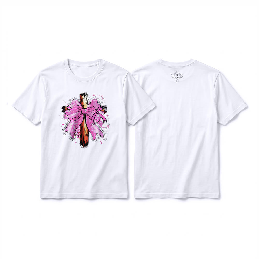 Christianartworkshop T-shirt a maniche corte premium con croce, nastro e fiocco - Bianco - 2XL - image 16