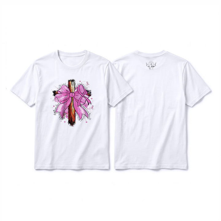 Christianartworkshop T-shirt a maniche corte premium con croce, nastro e fiocco - Bianco - 2XL - image 16