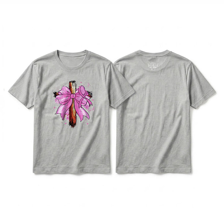 Christianartworkshop T-shirt a maniche corte premium con croce, nastro e fiocco - Grigio - 2XL - image 19