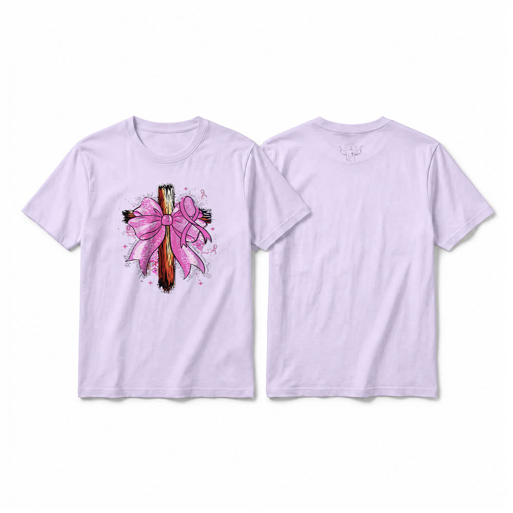 Christianartworkshop T-shirt a maniche corte premium con croce, nastro e fiocco - Viola - 2XL - image 13