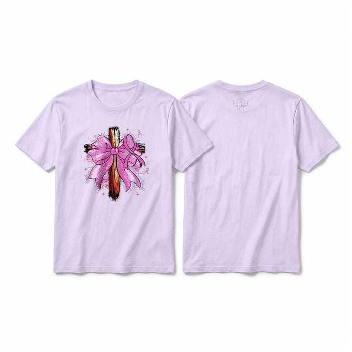Christianartworkshop T-shirt a maniche corte premium con croce, nastro e fiocco - Viola - 2XL - image 13