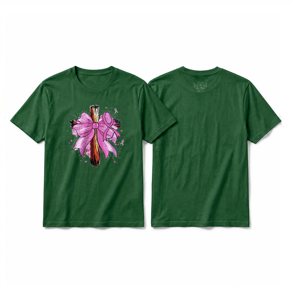 Christianartworkshop T-shirt a maniche corte premium con croce, nastro e fiocco - Verde scuro - 2XL - image 1