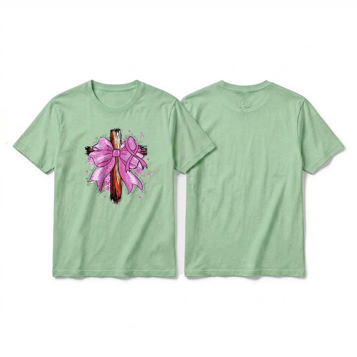 Christianartworkshop T-shirt a maniche corte premium con croce, nastro e fiocco - Verde chiaro - 2XL - image 22