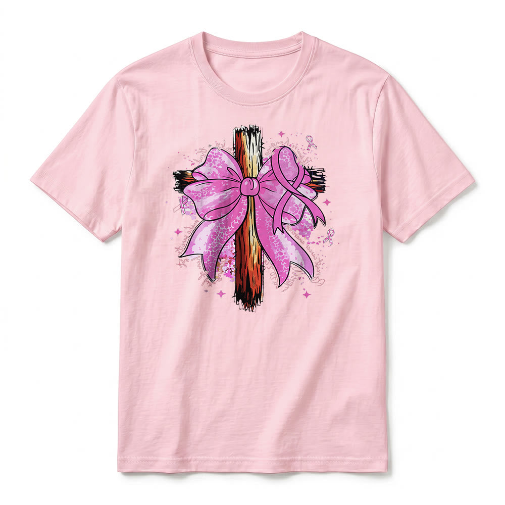 Christianartworkshop T-shirt a maniche corte premium con croce, nastro e fiocco - image 26