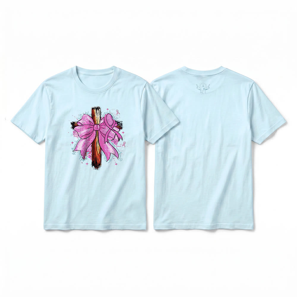 Christianartworkshop T-shirt a maniche corte premium con croce, nastro e fiocco - Blu - 2XL - image 4