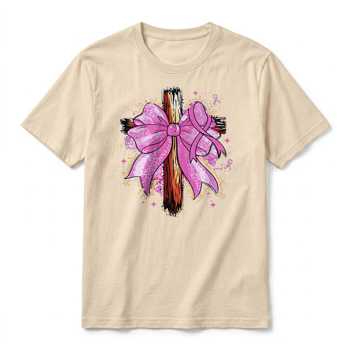 Christianartworkshop T-shirt a maniche corte premium con croce, nastro e fiocco - image 8