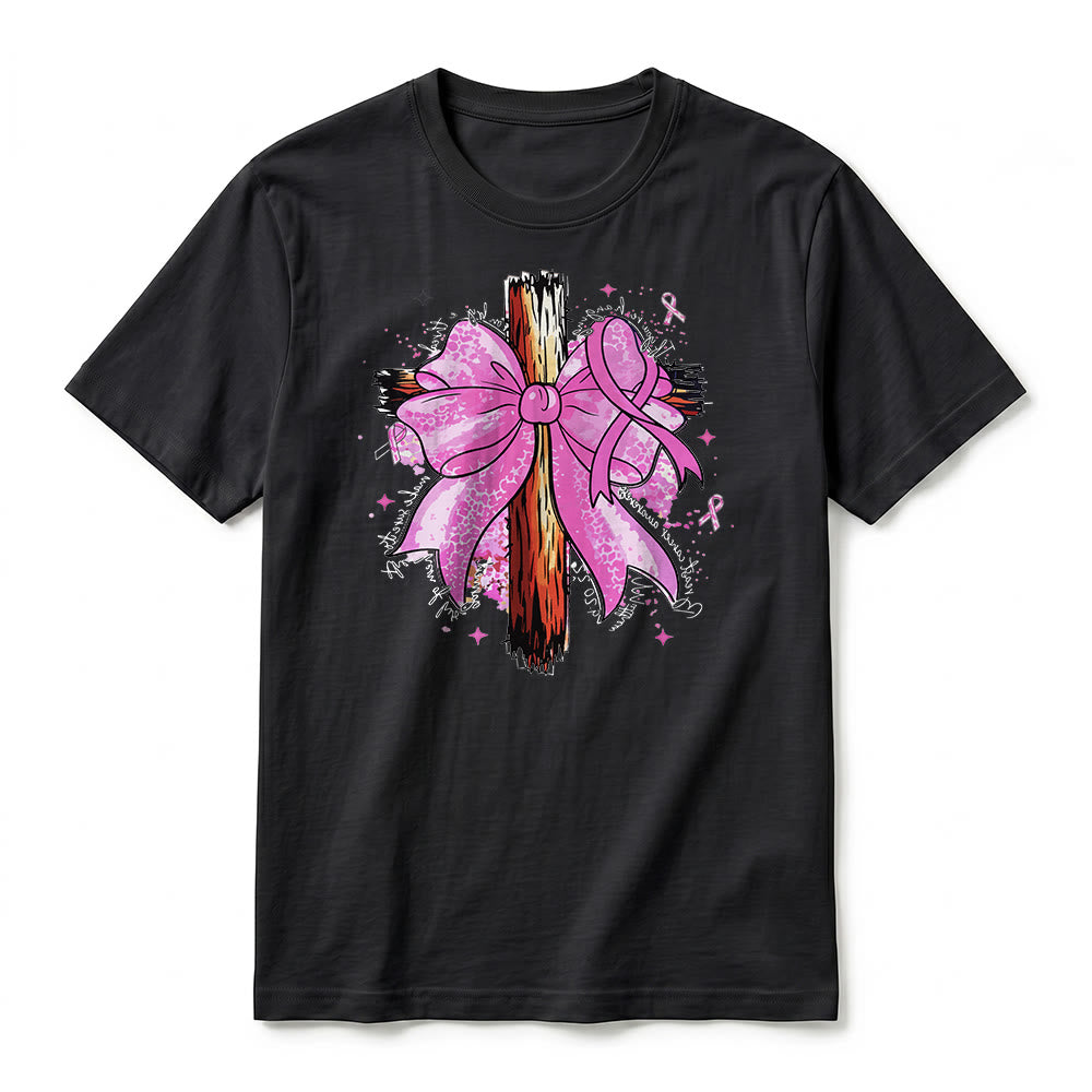 Christianartworkshop T-shirt a maniche corte premium con croce, nastro e fiocco - image 11