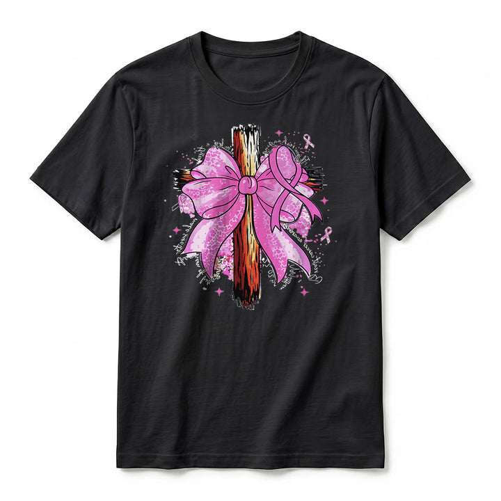 Christianartworkshop T-shirt a maniche corte premium con croce, nastro e fiocco - image 11