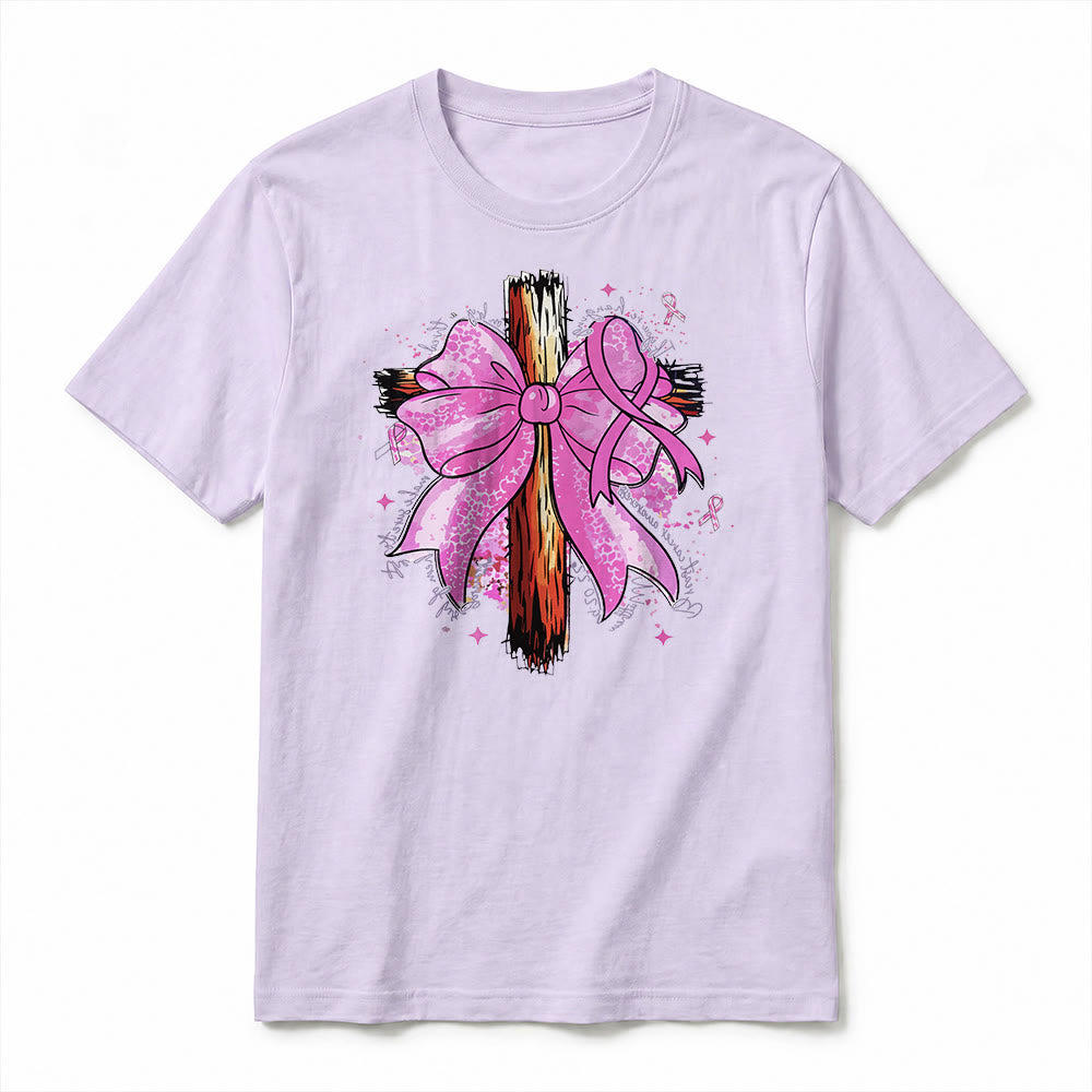 Christianartworkshop T-shirt a maniche corte premium con croce, nastro e fiocco - image 14
