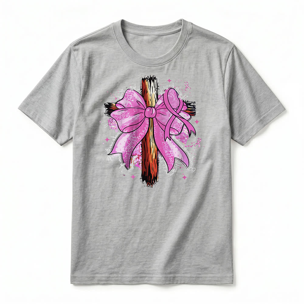 Christianartworkshop T-shirt a maniche corte premium con croce, nastro e fiocco - image 20